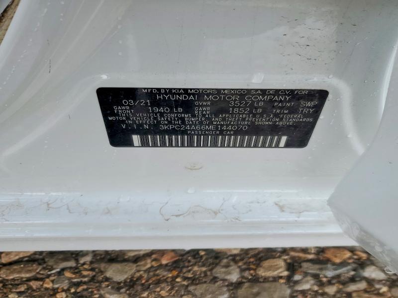 48692806 :رقم المزاد ، 3KPC24A66ME144070 vin ، 2021 Hyundai Accent مزاد بيع
