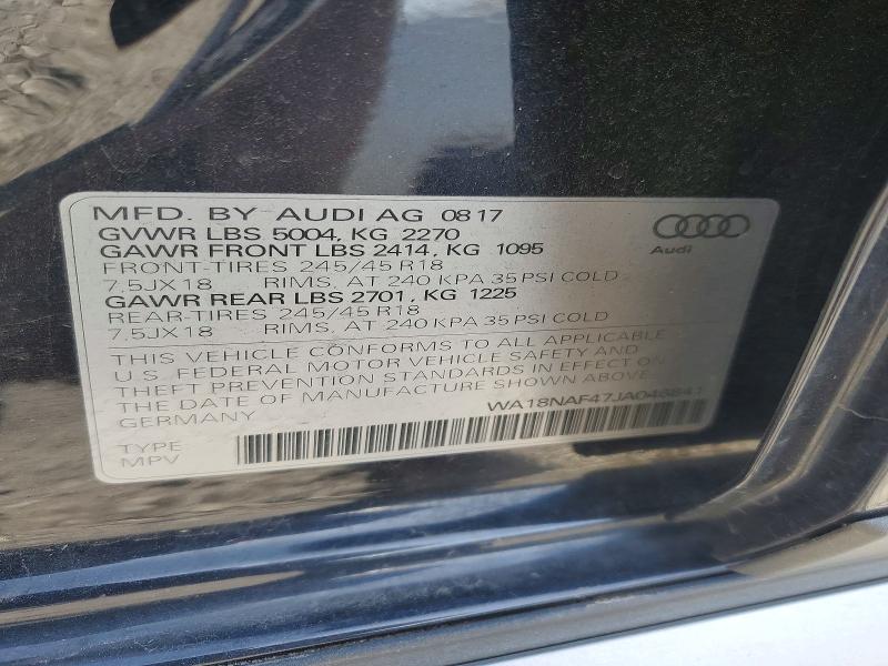 49127076 :رقم المزاد ، WA18NAF47JA046841 vin ، 2018 Audi A4 Allroad مزاد بيع