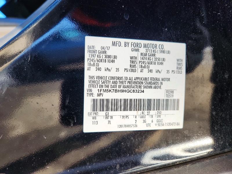Aukcja sprzedaży 2017 Ford Explorer, vin: 1FM5K7BH9HGC83234, numer aukcji: 50309576