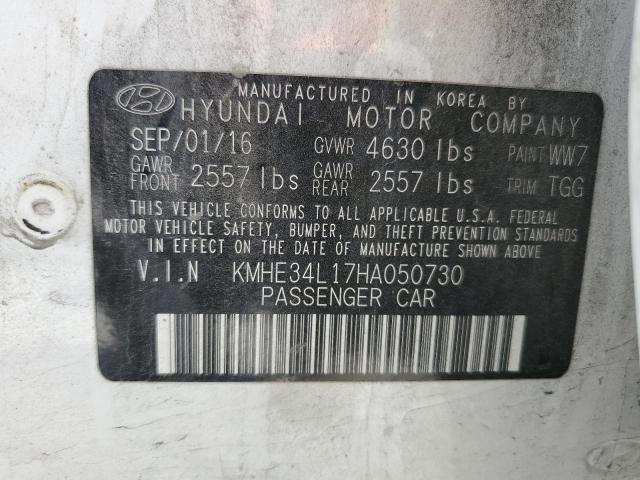 50783813 :رقم المزاد ، KMHE34L17HA050730 vin ، 2017 Hyundai Sonata Hybrid مزاد بيع