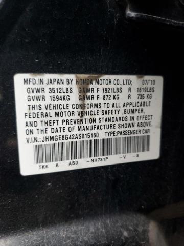 50862693 :رقم المزاد ، JHMGE8G42AS015160 vin ، 2010 Honda Fit Sport مزاد بيع