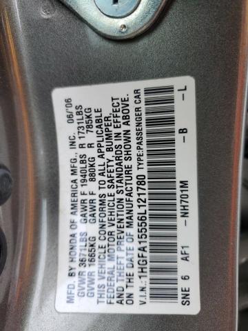 Продажа на аукционе авто 2006 Honda Civic Lx, vin: 1HGFA15556L121780, номер лота: 53248243