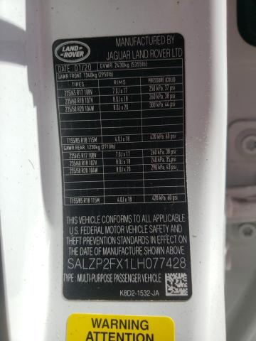 Продажа на аукционе авто 2020 Land Rover Range Rover Evoque Se, vin: SALZP2FX1LH077428, номер лота: 52404623