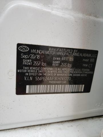 49641613 :رقم المزاد ، 5NPE24AF1KH743220 vin ، 2019 Hyundai Sonata Se مزاد بيع