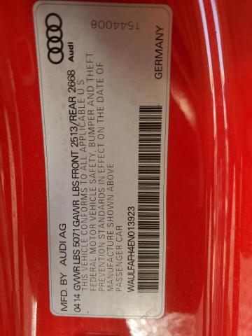 Aukcja sprzedaży 2014 Audi A5 Premium Plus, vin: WAULFAFH4EN013923, numer aukcji: 53590353