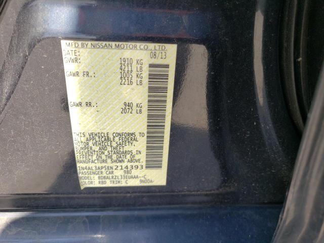 53797933 :رقم المزاد ، 1N4AL3AP5EN214393 vin ، 2014 Nissan Altima 2.5 مزاد بيع