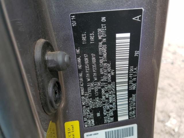 2015 Toyota Sienna Xle მანქანა იყიდება აუქციონზე, vin: 5TDYK3DC9FS545655, აუქციონის ნომერი: 52572513