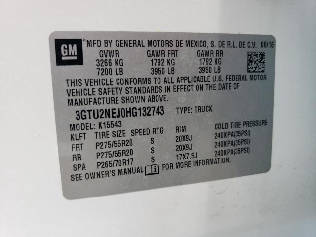 Aukcja sprzedaży 2017 Gmc Sierra K1500 Slt, vin: 3GTU2NEJ0HG132743, numer aukcji: 54147373