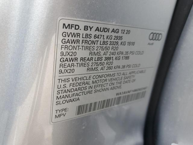 Продажа на аукционе авто 2021 Audi Q8 Premium, vin: WA1AVAF14MD022457, номер лота: 54076583