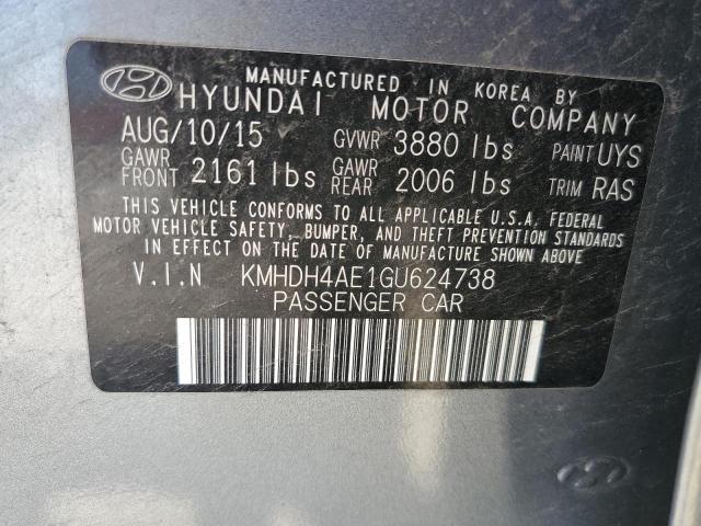 50352103 :رقم المزاد ، KMHDH4AE1GU624738 vin ، 2016 Hyundai Elantra Se مزاد بيع
