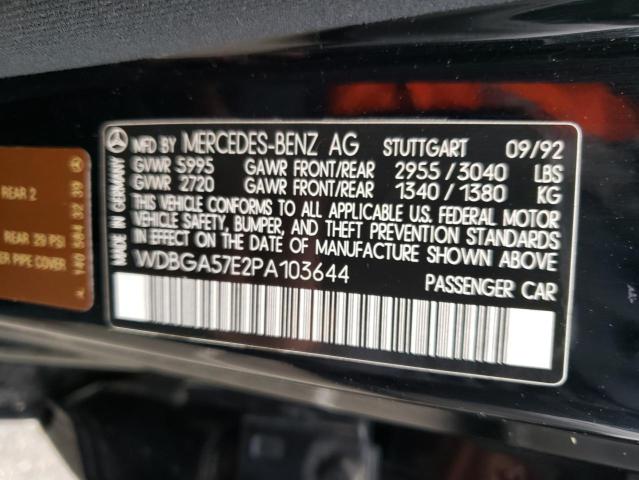 Продажа на аукционе авто 1993 Mercedes-benz 600 Sel, vin: WDBGA57E2PA103644, номер лота: 52120133