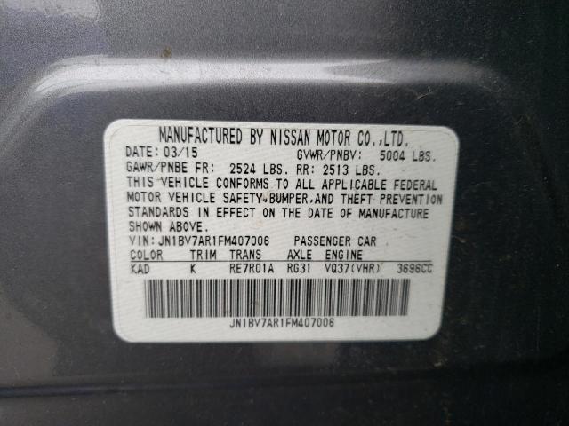 2015 Infiniti Q50 Base მანქანა იყიდება აუქციონზე, vin: JN1BV7AR1FM407006, აუქციონის ნომერი: 50631023