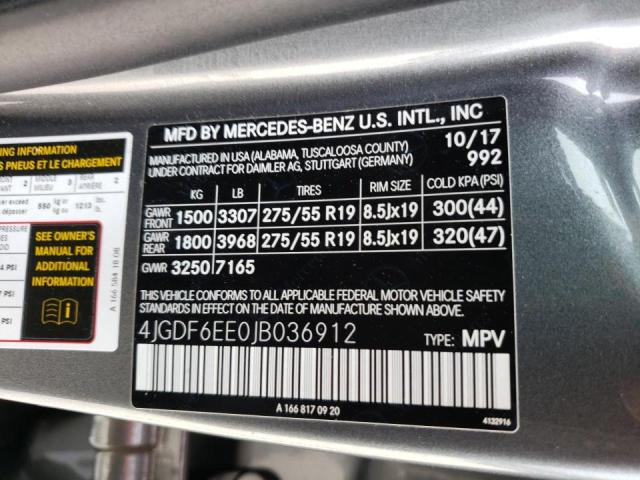 51541263 :رقم المزاد ، 4JGDF6EE0JB036912 vin ، 2018 Mercedes-benz Gls 450 4matic مزاد بيع