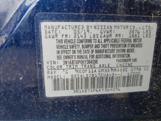 Aukcja sprzedaży 2019 Nissan Sentra S, vin: 3N1AB7AP6KY364096, numer aukcji: 50574883