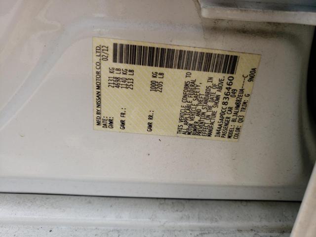 Aukcja sprzedaży 2012 Nissan Maxima S, vin: 1N4AA5AP0CC836460, numer aukcji: 51872203