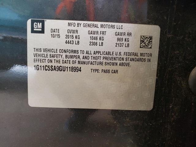50880903 :رقم المزاد ، 1G11C5SA9GU118994 vin ، 2016 Chevrolet Malibu Limited Lt مزاد بيع