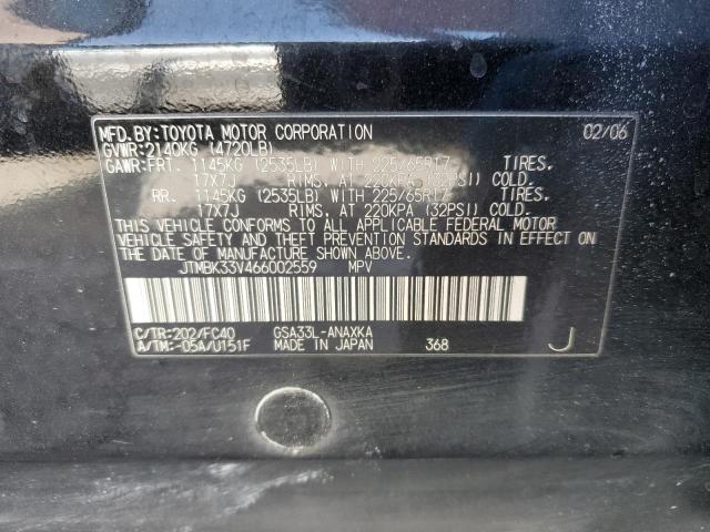 50566593 :رقم المزاد ، JTMBK33V466002559 vin ، 2006 Toyota Rav4 مزاد بيع