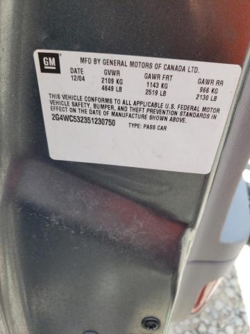 52737033 :رقم المزاد ، 2G4WC532351230750 vin ، 2005 Buick Lacrosse Cx مزاد بيع