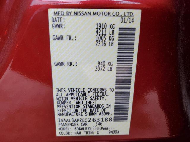 51254603 :رقم المزاد ، 1N4AL3AP2EC263188 vin ، 2014 Nissan Altima 2.5 مزاد بيع