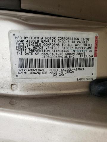 Продаж на аукціоні авто 1998 Toyota Camry Ce, vin: JT2BG22K3W0181840, номер лоту: 54011773