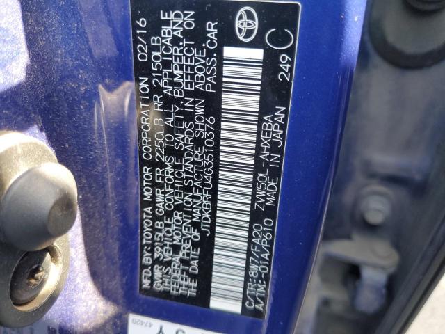 Продаж на аукціоні авто 2016 Toyota Prius, vin: JTDKBRFU4G3510376, номер лоту: 53486493