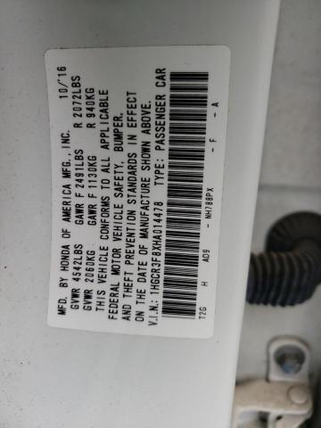 Продажа на аукционе авто 2017 Honda Accord Exl, vin: 1HGCR3F8XHA014478, номер лота: 52203103