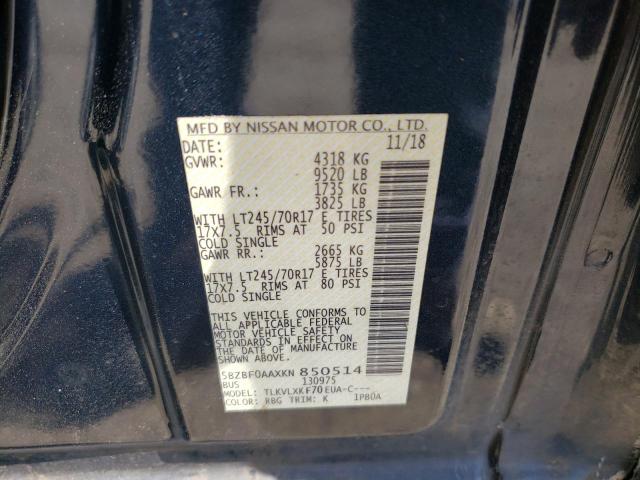 Aukcja sprzedaży 2019 Nissan Nv 3500, vin: 5BZBF0AAXKN850514, numer aukcji: 51117033