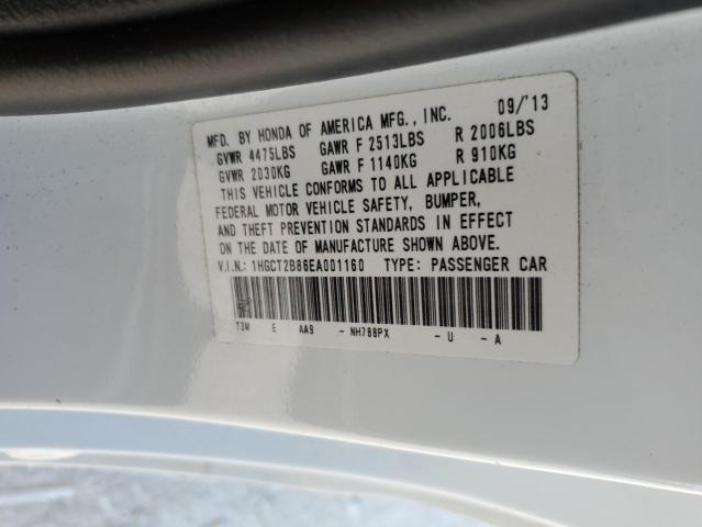 Auction sale of the 2014 Honda Accord Exl, vin: 1HGCT2B86EA001160, lot number: 51839993