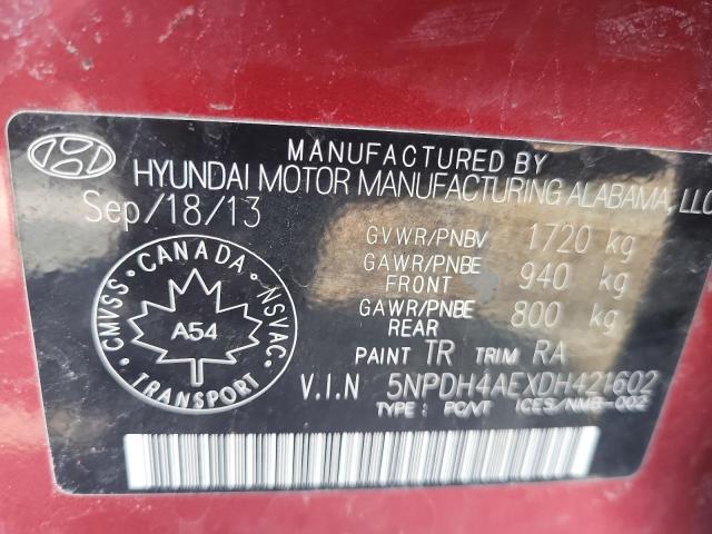2013 Hyundai Elantra Gls მანქანა იყიდება აუქციონზე, vin: 5NPDH4AEXDH421602, აუქციონის ნომერი: 52608083