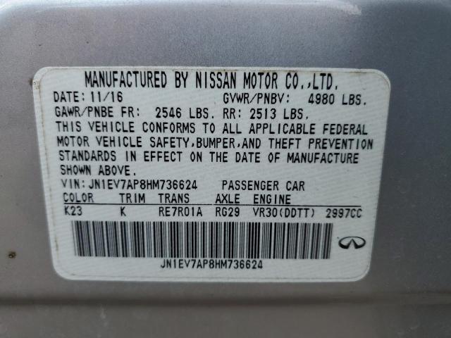51861673 :رقم المزاد ، JN1EV7AP8HM736624 vin ، 2017 Infiniti Q50 Premium مزاد بيع
