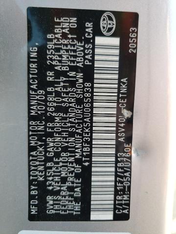 Aukcja sprzedaży 2010 Toyota Camry Base, vin: 4T1BF3EK5AU065838, numer aukcji: 51311873