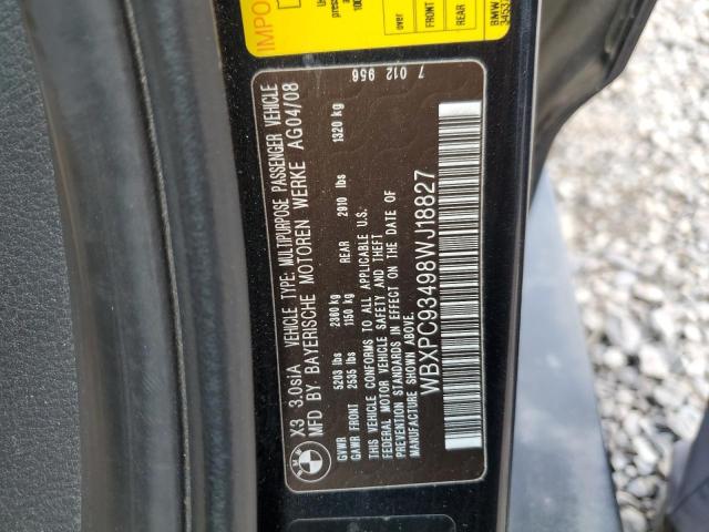 52142673 :رقم المزاد ، WBXPC93498WJ18827 vin ، 2008 Bmw X3 3.0si مزاد بيع