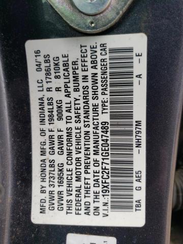 2016 Honda Civic Ex მანქანა იყიდება აუქციონზე, vin: 19XFC2F71GE047489, აუქციონის ნომერი: 52152533