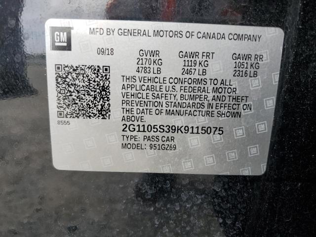 Aukcja sprzedaży 2019 Chevrolet Impala Premier, vin: 2G1105S39K9115075, numer aukcji: 53514193