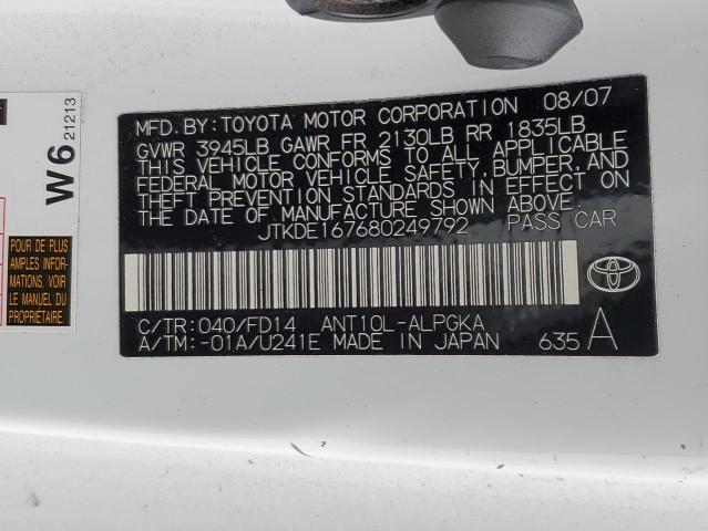 51348233 :رقم المزاد ، JTKDE167680249792 vin ، 2008 Scion Toyota  Tc مزاد بيع