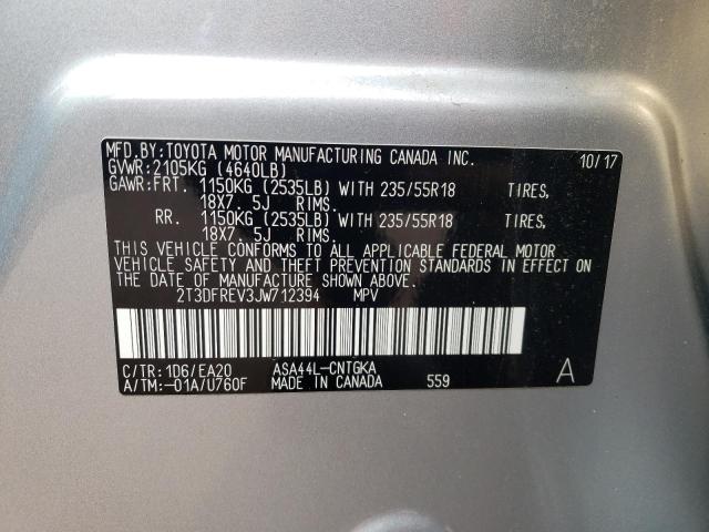 51604463 :رقم المزاد ، 2T3DFREV3JW712394 vin ، 2018 Toyota Rav4 Limited مزاد بيع