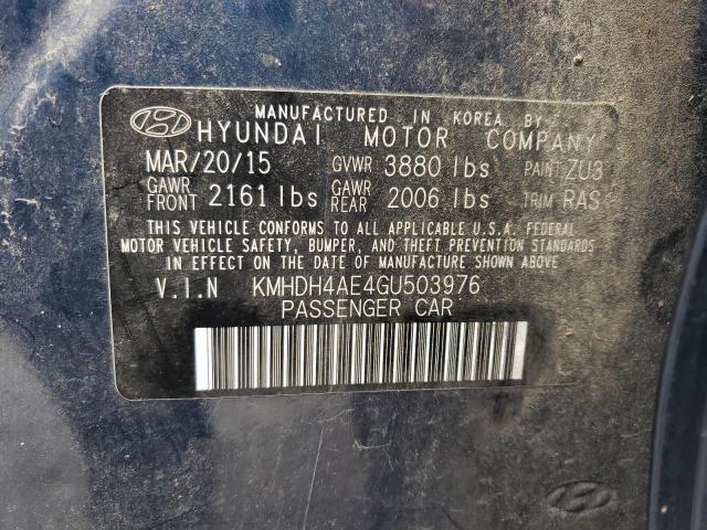 2016 Hyundai Elantra Se მანქანა იყიდება აუქციონზე, vin: KMHDH4AE4GU503976, აუქციონის ნომერი: 51518223