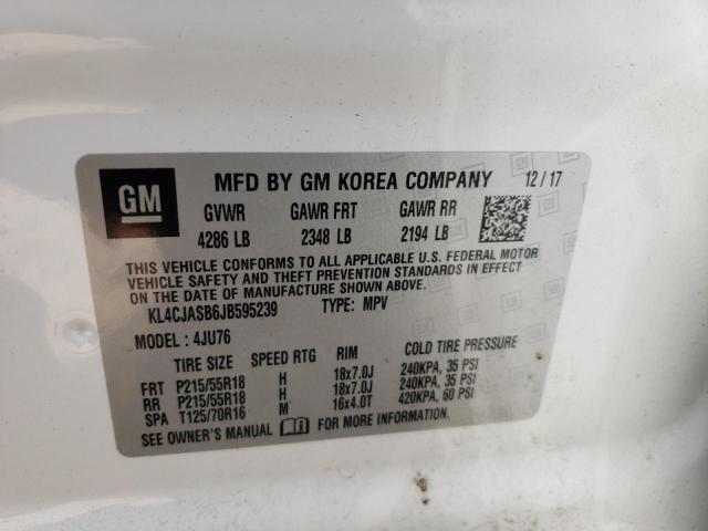 51784693 :رقم المزاد ، KL4CJASB6JB595239 vin ، 2018 Buick Encore Preferred مزاد بيع
