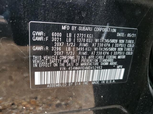 50586933 :رقم المزاد ، 4S4WMARD4M3452463 vin ، 2021 Subaru Ascent Touring مزاد بيع