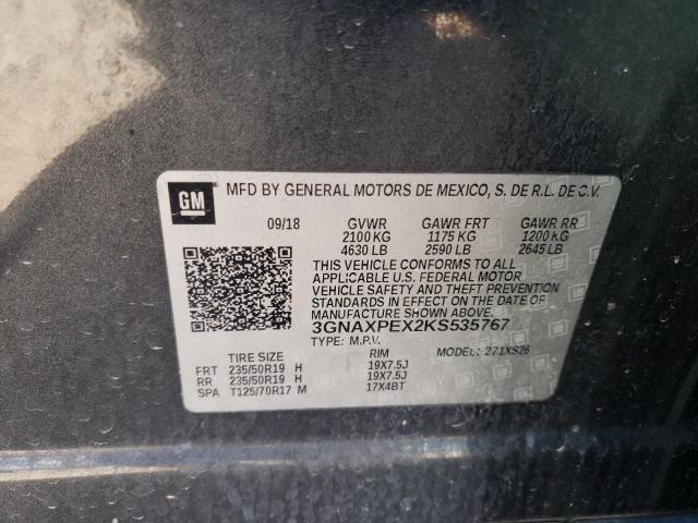 Aukcja sprzedaży 2019 Chevrolet Equinox Premier, vin: 3GNAXPEX2KS535767, numer aukcji: 53540513