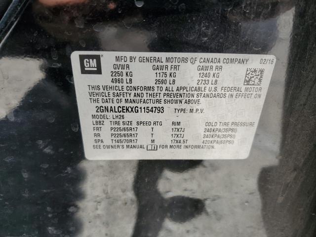 Aukcja sprzedaży 2016 Chevrolet Equinox Lt, vin: 2GNALCEKXG1154793, numer aukcji: 50001643