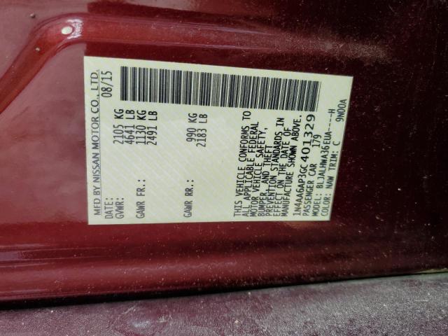 52141053 :رقم المزاد ، 1N4AA6AP3GC401329 vin ، 2016 Nissan Maxima 3.5s مزاد بيع