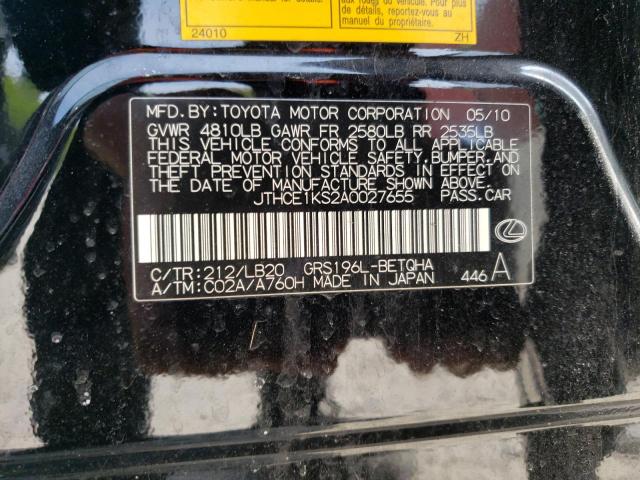 Продаж на аукціоні авто 2010 Lexus Gs 350, vin: JTHCE1KS2A0027655, номер лоту: 52204173
