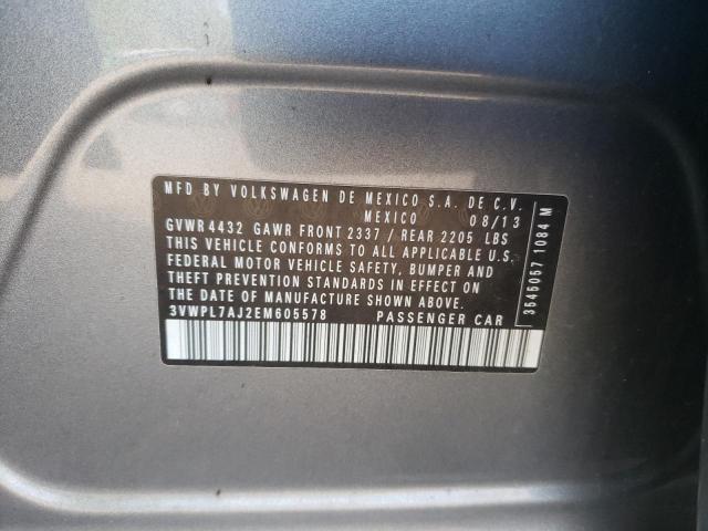 2014 Volkswagen Jetta Tdi მანქანა იყიდება აუქციონზე, vin: 3VWPL7AJ2EM605578, აუქციონის ნომერი: 52726203