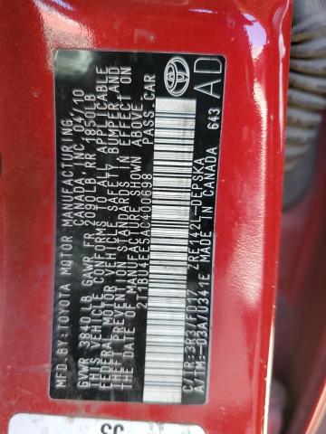 Aukcja sprzedaży 2010 Toyota Corolla Base, vin: 2T1BU4EE5AC400698, numer aukcji: 52023463