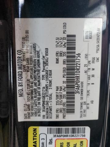 52532423 :رقم المزاد ، 3FA6P0HR1DR221756 vin ، 2013 Ford Fusion Se مزاد بيع