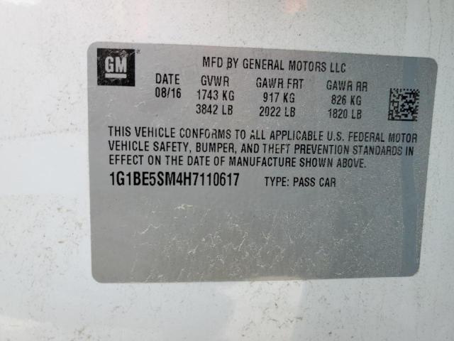 2017 Chevrolet Cruze Lt მანქანა იყიდება აუქციონზე, vin: 1G1BE5SM4H7110617, აუქციონის ნომერი: 52460883