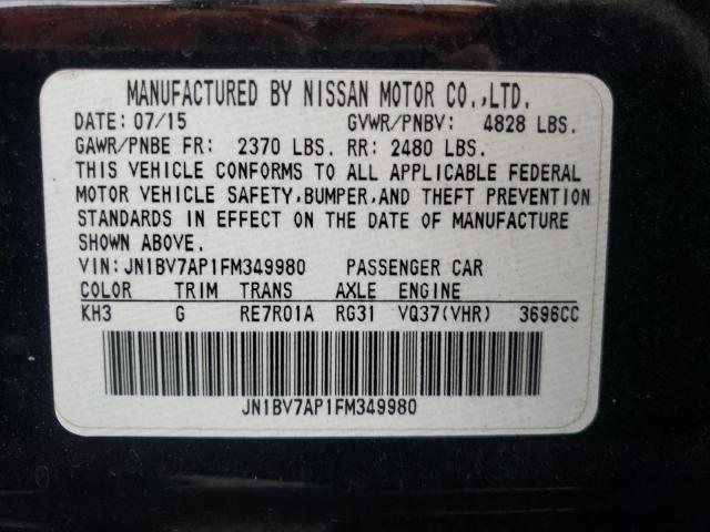 2015 Infiniti Q50 Base მანქანა იყიდება აუქციონზე, vin: JN1BV7AP1FM349980, აუქციონის ნომერი: 51074103