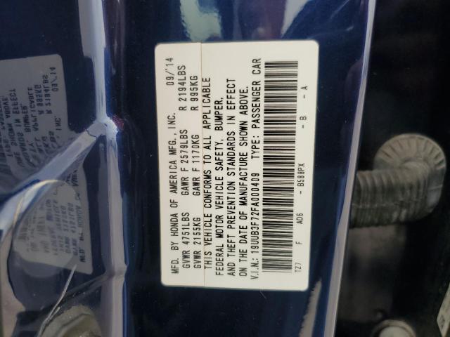 53435824 :رقم المزاد ، 19UUB3F72FA000409 vin ، 2015 Acura Tlx Advance مزاد بيع