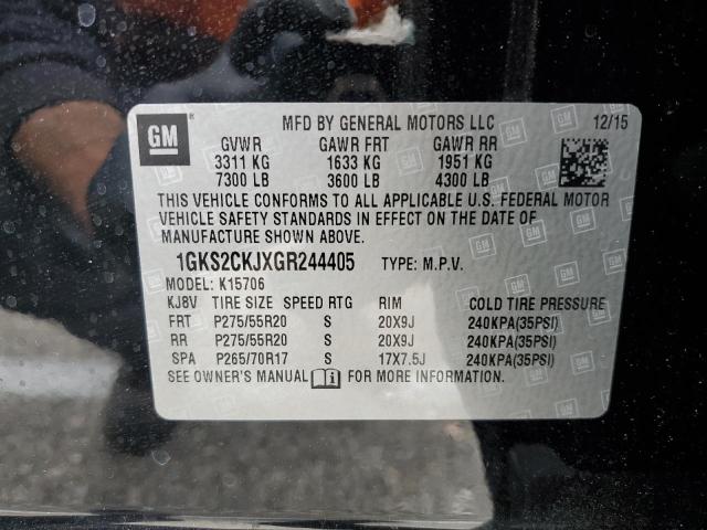 Auction sale of the 2016 Gmc Yukon, vin: 1GKS2CKJXGR244405, lot number: 55217394